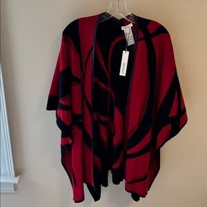 Chico's NWT Reversible Bold Red and Black sweaters Ruana